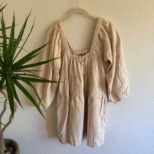 Free People Cream Lou Jean Denim Babydoll Dress